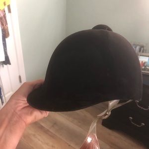 Black velvet equestrian riding helmet